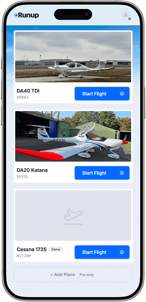 Runup home screen